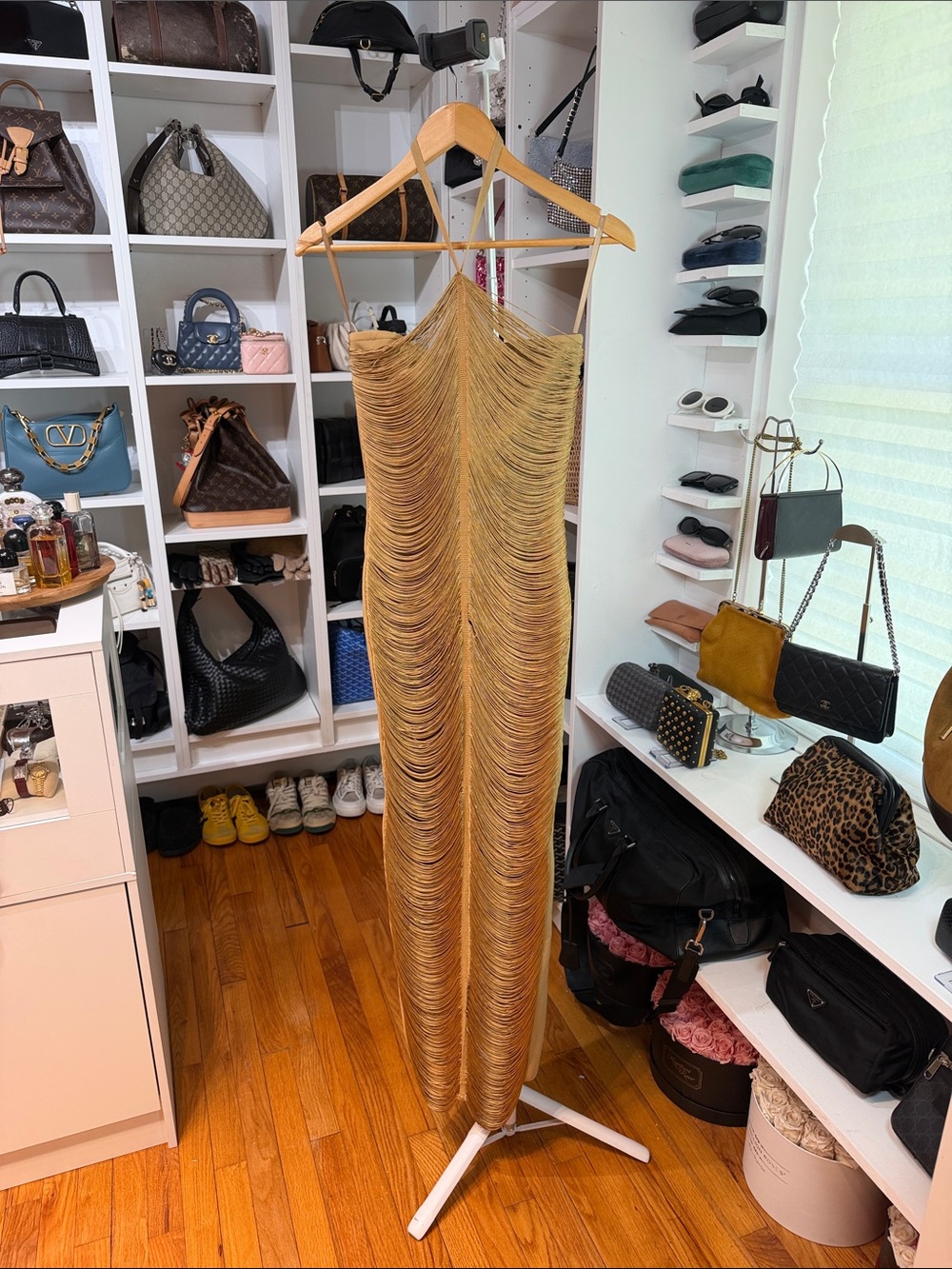 Gold Fringe Evening Dress - Unknown Brand